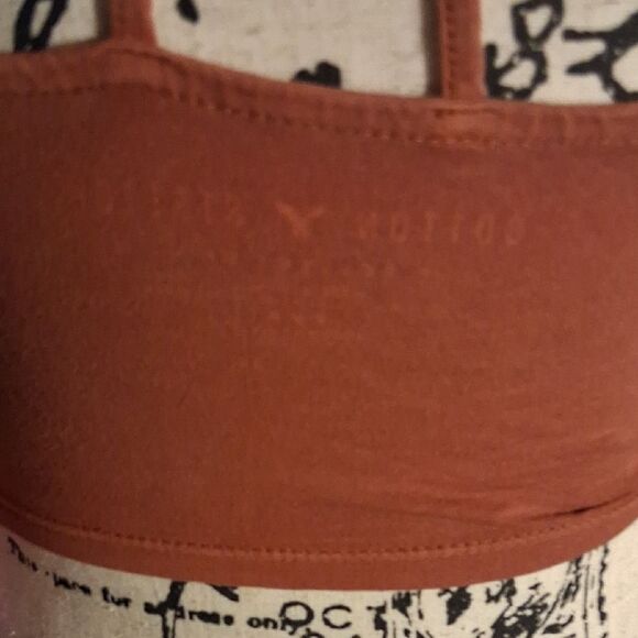 American Eagle Outfitters Strappy Rust Orange Halter Crop Top Medium - Picture 3 of 10